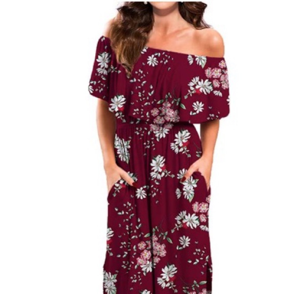 Floral Maxi Off-the-Shoulder Dress